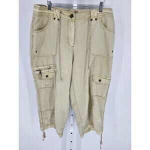 Vintage Y2K Khaki & Co Womens Sz 18 Capri Cargo Pants Beige Zipper Pocket